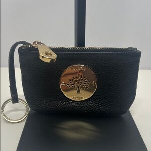 Mulberry Black Leather Pouch with Gold Accents